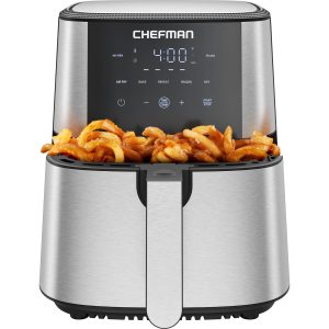 TurboFry  6-Quart Digital Air Fryer. Touch Controls w/ 5 Cooking Functions ?C Stainless Steel